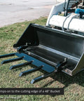 Clamp On Debris Forks For 48 Inch Loader Buckets 21 Inch Fork Length Skid Steers Compatible Beefy Cleanup Tool Attached