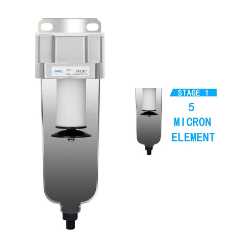 Beefed Up Industrial Grade Heavy Duty Particulate Filter With Metal Bowl Auto Drain For Paint Spray Systems One Half Inch NPT