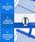 Close-up of blue Heavy Duty Manure Fork Replacement Head For Metal Pitchfork with angled tines and accessory details.