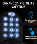 Keyless Entry Digital Door Knob Lock With Keypad For Front Doors, glow-in-the-dark illuminated button keys.