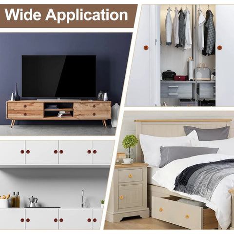 Spruce Up Your Space With Dope 5 Piece Round Wood Drawer Knobs including screws for dresser wardrobe with various applications.