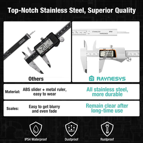 Comparison of 8 Inch Digital Caliper With Stainless Steel Body Large LCD Ultra Accurate To 0.001 Inch 0.0005 Inch Resolution Ideal For DIY