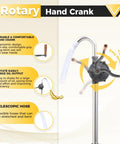 Heavy Duty Drum Pump For 5 To 55 Gallon Drums With 35 Inch Extension Tube Corrosion Resistant Oil Transfer features