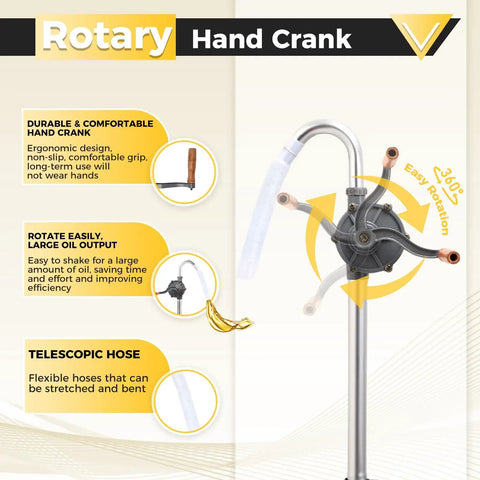 Heavy Duty Drum Pump For 5 To 55 Gallon Drums With 35 Inch Extension Tube Corrosion Resistant Oil Transfer features