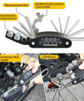 16 In 1 Bike Multitool For On The Go Repairs Portable Folding Bicycle Tool Kit with wrenches and hex keys in use