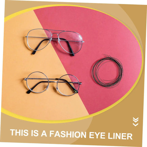 Eyeglass Repair String For Half Frame Glasses Scratch Resistant Maintenance Tool next to two pairs of glasses on colored background.