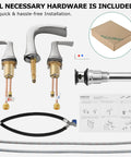 Waterfall Widespread Two-Handle Bathroom Faucet With Metal Pop Up Drain And Quick Connect Supply Lines In Oil Rubbed Bronze, No Fuss Install