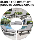 Outdoor Chaise Lounge Cushions Set Of 2 72 Inch Waterproof Fade Resistant And UV Protected Light Gray Cushions For Patio Furniture