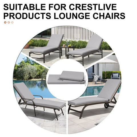 Outdoor Chaise Lounge Cushions Set Of 2 72 Inch Waterproof Fade Resistant And UV Protected Light Gray Cushions For Patio Furniture