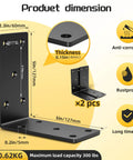 Heavy Duty L Angle Bracket Set 4-Piece 5x5 Wood Post To Beam Corner Braces 1/4 Inch Thick shown with dimensions and features