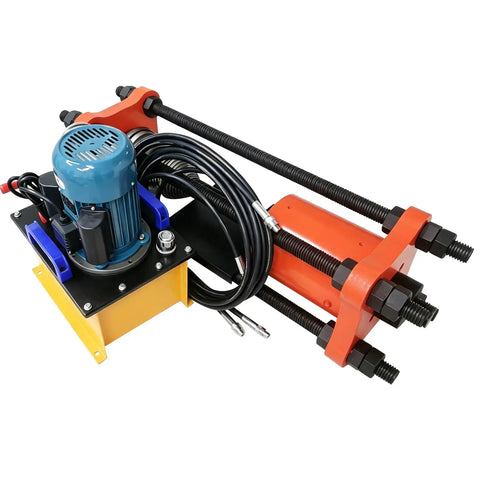 150 Ton Hydraulic Chain Pinning Machine Track Pin Removal Tool Heavy Duty Link Repair Press with motor and hydraulic hoses.