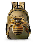 Striped Furry Bee Printed Unisex Backpack with large capacity, durable polyester material, breathable and easy to clean daypack for school or travel