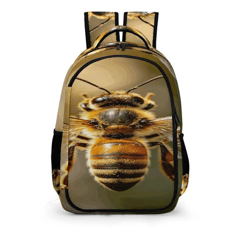 Striped Furry Bee Printed Unisex Backpack with large capacity, durable polyester material, breathable and easy to clean daypack for school or travel