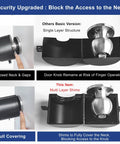 MOSECYOU door knob locking cover with padlock; heavy-duty all-metal, adjustable lockout device (front view)