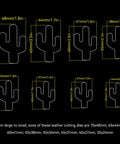 Diagram showing sizes of Eight Piece Cactus Shaped Leather Cutter Die Set For DIY Leather Craft Punch Die Tool Kit With Durable High Carbon Steel Punches