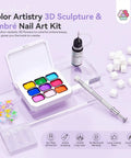 Pat Pat Gel Polish Palette Kit With 9 Colors No Wipe Blooming Gels 3D Flower Mold Sponges And Sculpting Gel for Nail Art