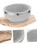 Korean Stone Bowl Set With Wooden Base For Bibimbap Soup And Rice Keeps Food Hot Longer With Durable Granite Stoneware