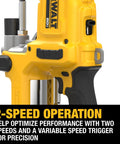 Close-up of Powerful Cordless 20V Max Grease Gun With 10000 PSI Dual Speed Variable Control showing side view and grip handle.