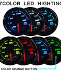 Oil pressure gauge set, seven 2 1/16 in gauges with 7-color LED display, smoked lens, white housing