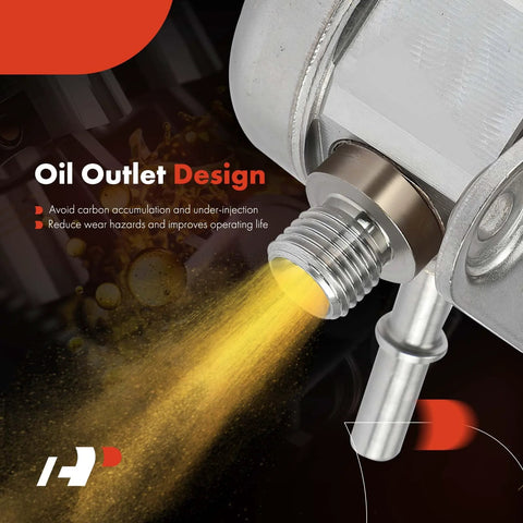 Close-up of high pressure fuel pump outlet design showing nozzle with spray for Ford Edge 2012 to 2014 Escape 2013 to 2016.