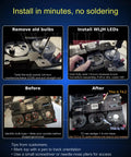 Before and after installing 10 Pack White T3 Neo Wedge 3030 LED Bulbs With 8mm Base For Car Instrument Cluster Dashboard Gauges