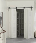 52 Inch Bi Folding Sliding Barn Door Hardware Track Kit For Small Spaces with Smooth and Quiet Operation installed