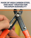 Close-up of Adjustable Wire Stripper Tool PA1161 for 30-10 AWG, showing heavy-duty high carbon steel, no-fuss dipped handles.