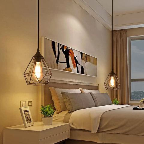 Dope Farmhouse Pendant Lighting Matte Black Finish Chandelier in bedroom with cone lampshade and ambient light