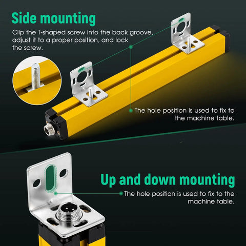 Ultra Fast Safety Light Curtain Sensor System With 40mm Beam Pitch And 5m Detection Range Ten Beams Industrial Security Guard Device mounted
