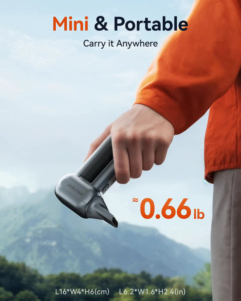 Person holding MegaFlow100 Cordless Electric Air Duster With 150000 RPM Turbo Power Brushless Motor for versatile cleaning