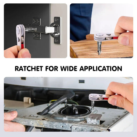 22-In-1 Magnetic Ratchet Screwdriver Set With Reversible Wrench used for cabinet, furniture, and car repairs in tight spaces.