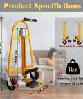 Two-Piece Manual Furniture Handling Equipment Set, Aluminum Heavy Duty Cart With 1320 Lb Load Capacity, dimensions and orange finish.