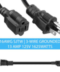 Eight Inch Short Power Extension Cord Outlet Saver Bang For Your Buck Must Have For Any Setup 3 Prong Grounded 16AWG