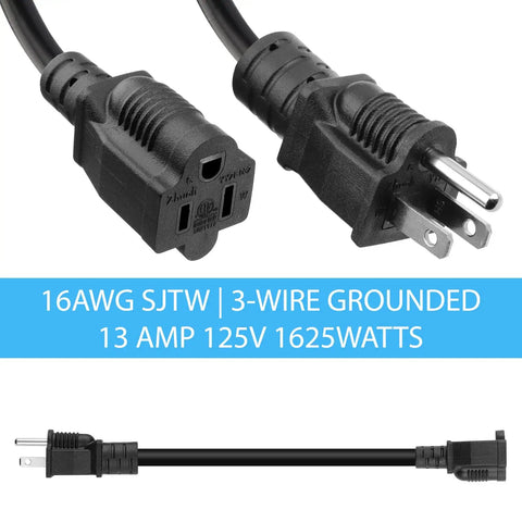 Eight Inch Short Power Extension Cord Outlet Saver Bang For Your Buck Must Have For Any Setup 3 Prong Grounded 16AWG