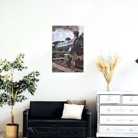 Steam Locomotive Train Wall Art Canvas Print Ready To Hang 12x18 Inch Cotton Canvas Poster For Living Room Decor