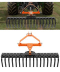 3 Point Rock Rake For Category 0 Tractors With 360 Degree Rotation Replaceable Spring Tines And Pin Hitch Tow Behind Dethatcher