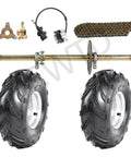 One Inch Go Kart Live Axle Kit For Quad Trike And Golf Cart With 16x8-7 Tubeless Wheels Tires Rim Chain Sprocket And Brake Master Cylinder Heavy Duty For DIY Builds And Heavy Loads components