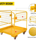 Forklift Safety Cage With Wheels Folding 36 By 36 Inch Work Platform 1200 Lb Capacity Rolling Man Basket with steel mesh and safety lock