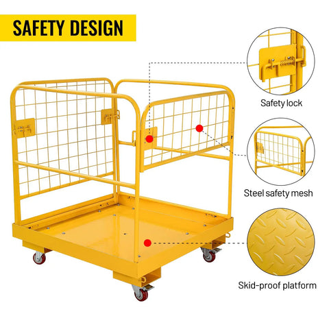 Built Tough Forklift Safety Cage Plus Foldable Work Platform Rigged With Heavy Duty Guardrails And Locking Safety Chain Killer Pick For Aerial Lifts Solid 36X36 Platform Handles 1200 Pounds Daily Grind Ready