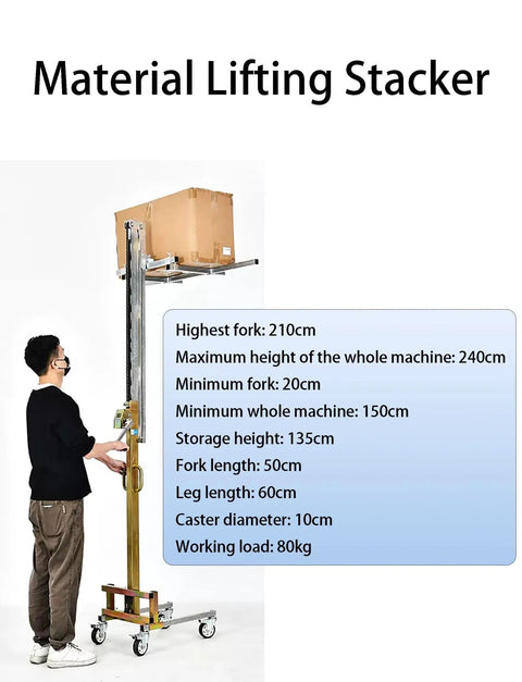 Heavy Duty Manual Pallet Stacker With Hand Crank Forklift Design 80Kg Max Payload Folding Galvanized Steel Frame Handles Heavy Loads Without Breaking A Sweat 210Cm Working Height Ultimate Garage Tool