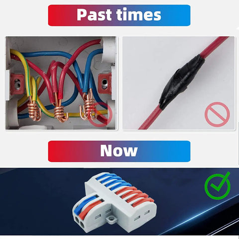Six Pack SPL-82 Lever Nut Quick Connect Wire Connectors 2 In 8 Out Terminal Blocks, white plastic plug-in wire splice