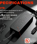 54.6V 2A Battery Charger For Tuttio Soleil01 Drit Bike And Tutto Tutti Soleil01 Electric Bikes UL Certified
