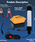 IP68 Underwater Fishing Light For Night Fishing Compatible With 20V Battery And 12-24V DC Power 1300 Lumen 13W 16Ft Cable Saltwater Ready