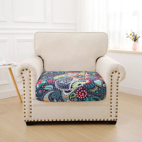 Cozy Printed Floral Cushion Covers For Couches And Sofas, Washable Stretch Sofa Covers With Elastic Bottom, Paisley Pattern