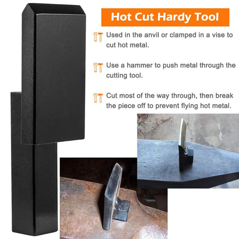 Three Quarter Inch Hot Cut Hardy Tool Set For Anvil Or Vise showing durable steel construction and usage with an anvil.