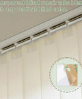 60 Piece Vertical Blind Repair Tabs Kit With Transparent PVC Adhesive Fixers for Replacement Slats installed on blinds