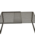 Heavy Duty Expandable Closet Shelf And Stackable Cabinet Organizer Set Black Adjustable Vertical Divider Rack top view of black metal wire shelf with grid pattern