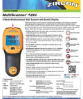 MultiScanner A250 stud finder wall scanner with LCD display, product features and specifications shown in detail on the packaging.