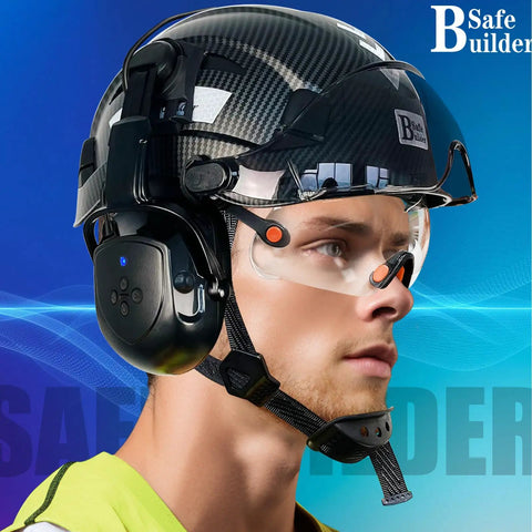 Side view Cap Mounted Ear Muffs For Hard Hats With 29dB SNR Adjustable Helmet Attachments Black Safety Earmuffs Lets You Rock Out