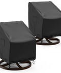 Heavy Duty Outdoor Swivel Lounge Chair Cover 2 Pack Waterproof Fits 30W x 34D x 38.5H Inches All Weather Patio Rocker Chair Covers For Outdoors Black Finish